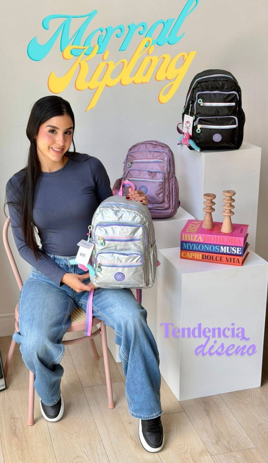 Mochila Kipling Metálica Multi-Bolsillos