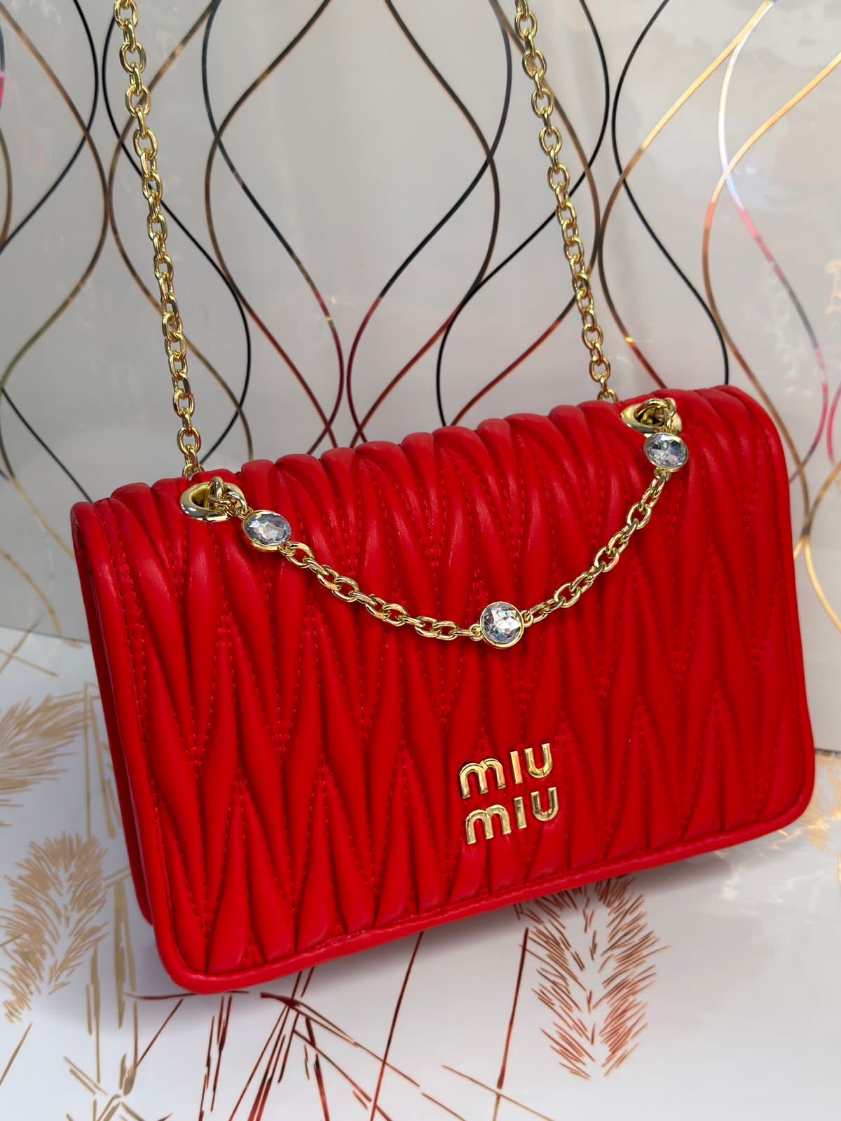 Cartera Crossbody Acolchada Roja Elegante