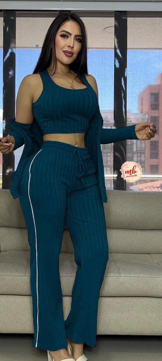 Conjunto Deportivo Elegante Negro (3 Piezas)